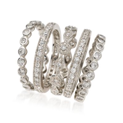 Set of Five 2.80 ct. t.w. CZ Eternity Bands in Sterling Silver &mdash; Alt Image 3