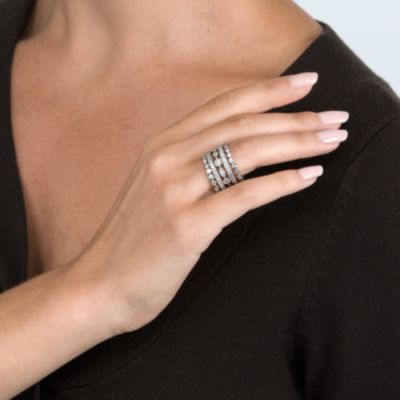 Set of Five 2.80 ct. t.w. CZ Eternity Bands in Sterling Silver &mdash; Alt Image 4