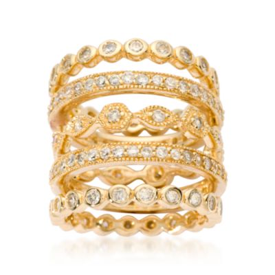 Set of Five 2.80 ct. t.w. CZ Eternity Bands In 14kt Over Sterling &mdash; Alt Image 1