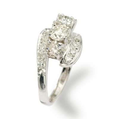 C. 1950 Vintage 1.13 ct. t.w. Diamond Bridge Ring In Polished 14kt White Gold. Size 7 &mdash; Alt Image 2