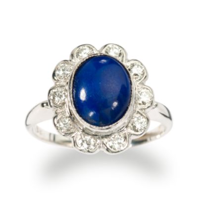 C. 1950 Vintage Lapis Ring With .50 ct. t.w. Diamonds in 14kt White Gold. Size 8.75 &mdash; Alt Image 1
