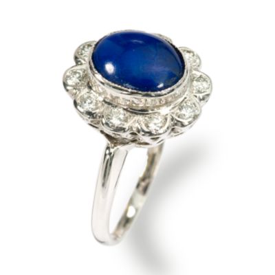 C. 1950 Vintage Lapis Ring With .50 ct. t.w. Diamonds in 14kt White Gold. Size 8.75 &mdash; Alt Image 2