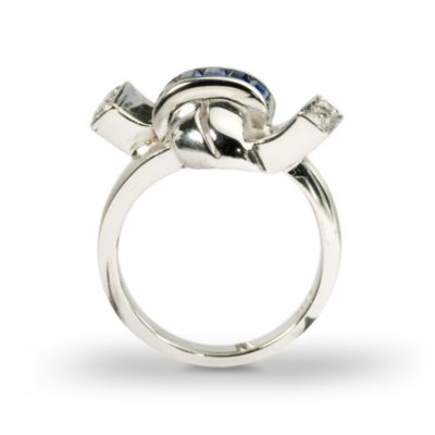 C. 1960 Vintage .50 ct. t.w. Faux Sapphire Ring With Diamonds In 14kt White Gold. Size 6.25 &mdash; Alt Image 3