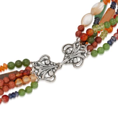 Balinese 30.50 ct. t.w. Multi-Gem Necklace With Pearls in Sterling Silver. 18" &mdash; Alt Image 3