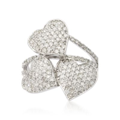 1.05 ct. t.w. Pave Diamond Heart Ring In 14kt White Gold &mdash; Alt Image 1