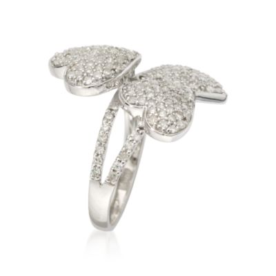 1.05 ct. t.w. Pave Diamond Heart Ring In 14kt White Gold &mdash; Alt Image 3