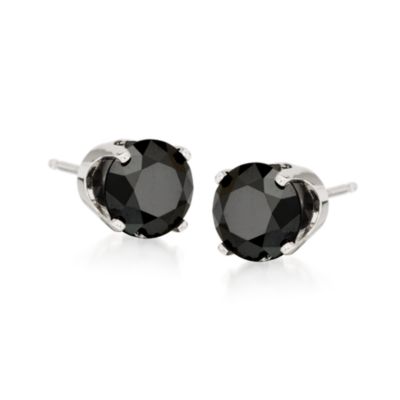 1.00 ct. t.w. Black Diamond Stud Earrings in 14kt White Gold &mdash; Alt Image 1