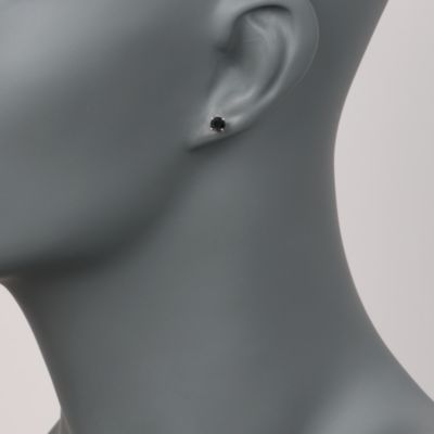 1.00 ct. t.w. Black Diamond Stud Earrings in 14kt White Gold &mdash; Alt Image 2
