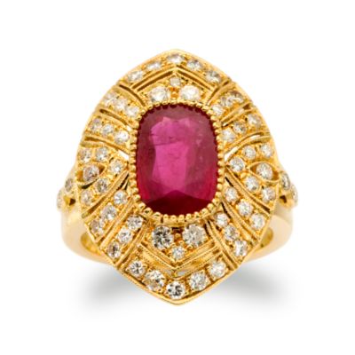 C. 1985 Vintage 2.00 Carat Ruby Ring With Diamonds in 18kt Yellow Gold. Size 6.25 &mdash; Alt Image 1
