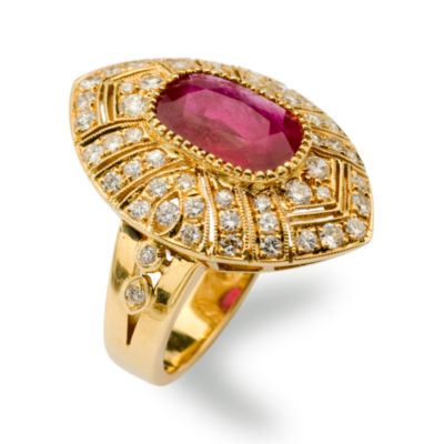 C. 1985 Vintage 2.00 Carat Ruby Ring With Diamonds in 18kt Yellow Gold. Size 6.25 &mdash; Alt Image 2