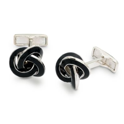 Cufflinks, Inc. Black Enamel and Sterling Silver   Knot Cufflinks &mdash; Alt Image 1