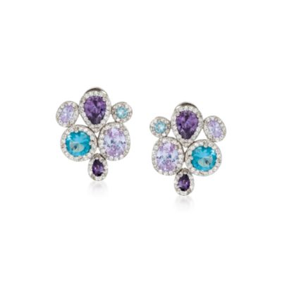Multicolored CZ Earrings In Sterling Silver &mdash; Alt Image 1