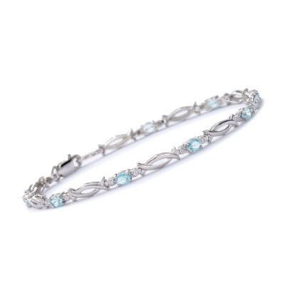 1.68 ct. t.w. Aquamarine and Diamond Crossover-Link Bracelet in 14kt White Gold. 7" &mdash; Alt Image 1