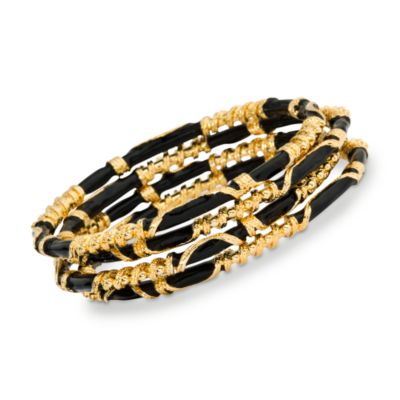 Set of Four Black Enamel Bangle Bracelets. 7" &mdash; Alt Image 1