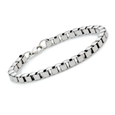 Men's Box Link Bracelet in Stainless Steel. 8.5" &mdash; Alt Image 1