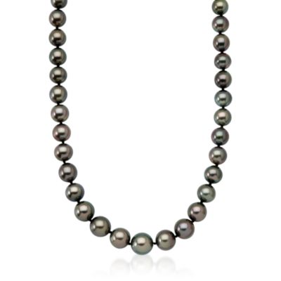 10-13mm Black Tahitian Pearl Necklace With 14kt White Gold Clasp &mdash; Alt Image 1