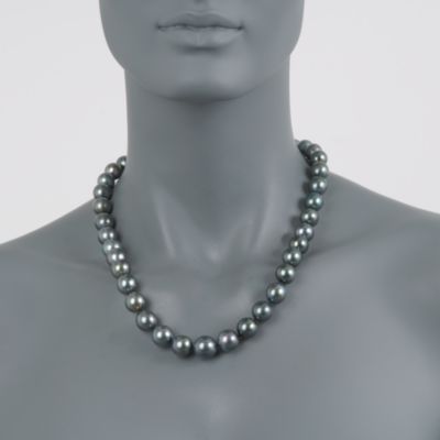 10-13mm Black Tahitian Pearl Necklace With 14kt White Gold Clasp &mdash; Alt Image 2