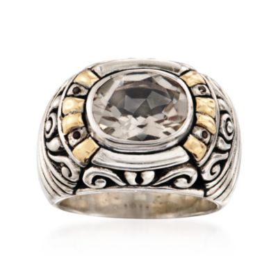 3.60 Carat Smoky Quartz Ring In Sterling Silver and 18kt Yellow Gold &mdash; Alt Image 1