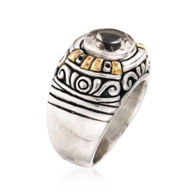 3.60 Carat Smoky Quartz Ring In Sterling Silver and 18kt Yellow Gold &mdash; Alt Image 2