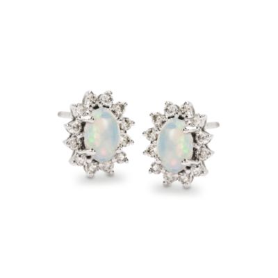 Opal Earrings With .25 ct. t.w. Diamonds In 14kt White Gold &mdash; Alt Image 1