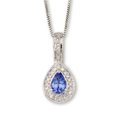 .40 Carat Tanzanite and .10 ct. t.w. Diamond Necklace In 14kt White Gold. 18" &mdash; Alt Image 1