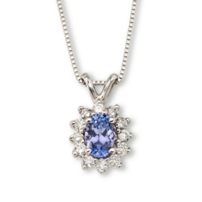 .45 Carat Tanzanite and .25 ct. t.w. Diamond Necklace in 14kt White Gold. 18" &mdash; Alt Image 1