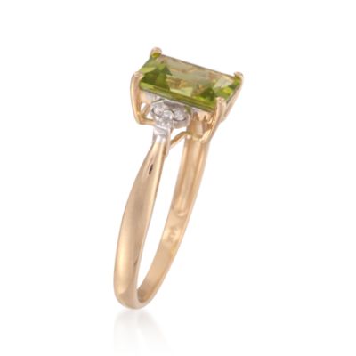 2.30 Carat Emerald-Cut Peridot Ring With Diamonds in 14kt Yellow Gold &mdash; Alt Image 3