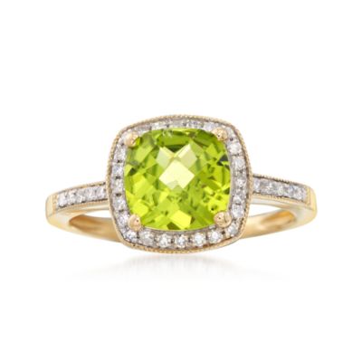 2.40 Carat Peridot Ring With Diamond Accents in 14kt Yellow Gold &mdash; Alt Image 1