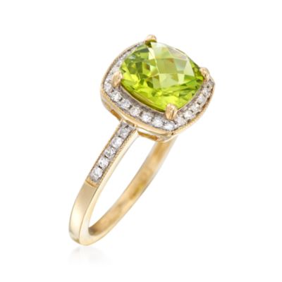 2.40 Carat Peridot Ring With Diamond Accents in 14kt Yellow Gold &mdash; Alt Image 3