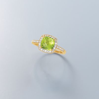 2.40 Carat Peridot Ring With Diamond Accents in 14kt Yellow Gold &mdash; Alt Image 4
