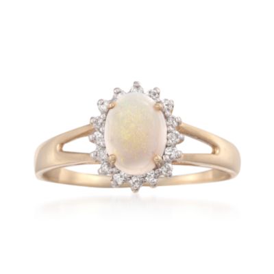 Opal Ring Surrounded By Diamonds In 14kt Yellow Gold &mdash; Alt Image 1