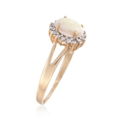 Opal Ring Surrounded By Diamonds In 14kt Yellow Gold &mdash; Alt Image 2
