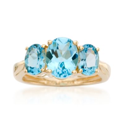 4.00 ct. t.w. Topaz 3-Stone Oval Ring in 14kt Yellow Gold &mdash; Alt Image 1
