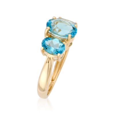4.00 ct. t.w. Topaz 3-Stone Oval Ring in 14kt Yellow Gold &mdash; Alt Image 2