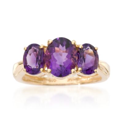 2.75 ct. t.w. Amethyst 3-Stone Ring in 14kt Yellow Gold &mdash; Alt Image 1