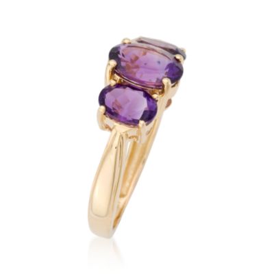 2.75 ct. t.w. Amethyst 3-Stone Ring in 14kt Yellow Gold &mdash; Alt Image 2