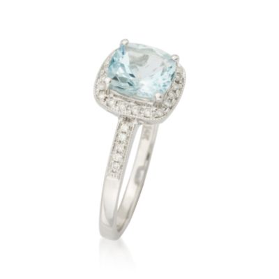 1.20 ct. Aquamarine and .15 ct. t.w. Diamond Ring In 14kt White Gold &mdash; Alt Image 2