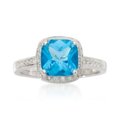 2.25 Carat Blue Topaz and .15 ct. t.w. Diamond Ring in 14kt White Gold &mdash; Alt Image 1