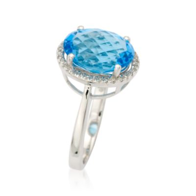 5.25 Carat t.w. Oval Blue Topaz and Diamond Ring in 14kt White Gold &mdash; Alt Image 2
