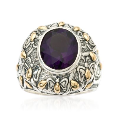 4.50 Carat Amethyst Ring In 18kt Yellow Gold and Sterling Silver. Size 6 &mdash; Alt Image 1