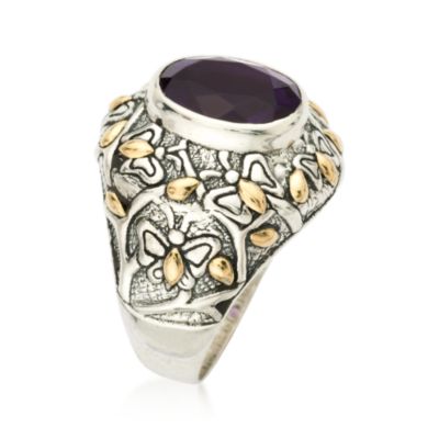 4.50 Carat Amethyst Ring In 18kt Yellow Gold and Sterling Silver. Size 6 &mdash; Alt Image 2