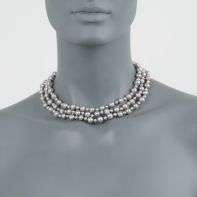 4-8mm Gray Pearl Triple-Strand Necklace With 14kt Yellow Gold Clasp &mdash; Alt Image 2