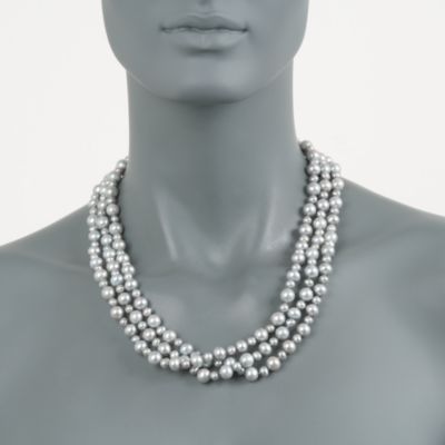 4-8mm Gray Pearl Triple-Strand Necklace With 14kt Yellow Gold Clasp &mdash; Alt Image 4