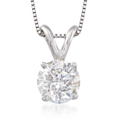 1.00 Carat Diamond Solitaire Necklace in 14kt White Gold. 18" &mdash; Alt Image 1