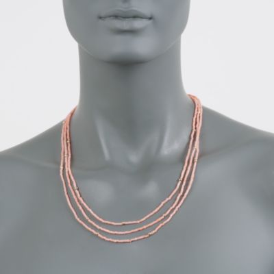 Triple-Strand Peach Coral Necklace in 14kt Yellow Gold &mdash; Alt Image 4