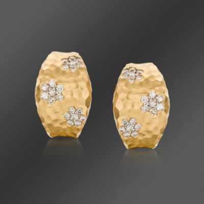 Roberto Coin .88 ct. t.w. "Martellato" Diamond Earrings in 18kt Yellow Gold &mdash; Alt Image 1