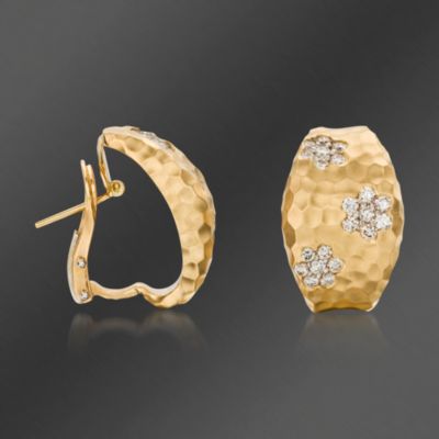 Roberto Coin .88 ct. t.w. "Martellato" Diamond Earrings in 18kt Yellow Gold &mdash; Alt Image 3