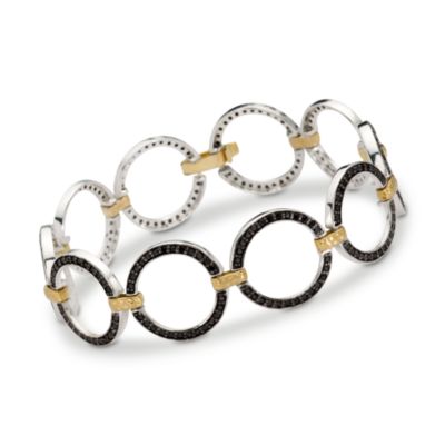 2.08 ct. t.w. Black Diamond Bracelet in Sterling Silver and 18kt Yellow Gold. 7" &mdash; Alt Image 1