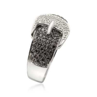 .25 ct. t.w. Black and White Diamond Buckle Ring in Sterling Silver &mdash; Alt Image 3