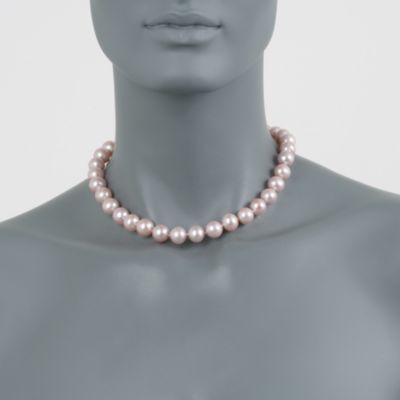 10-11mm Pink Pearl Necklace in 14kt Yellow Gold. 16" &mdash; Alt Image 2